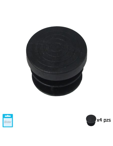 Contera Redonda Interior Negra 20mm. Blister 4 piezas.