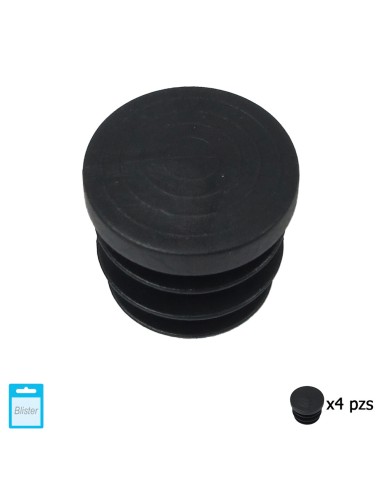 Contera Redonda Interior Negra 25mm. Blister 4 piezas.