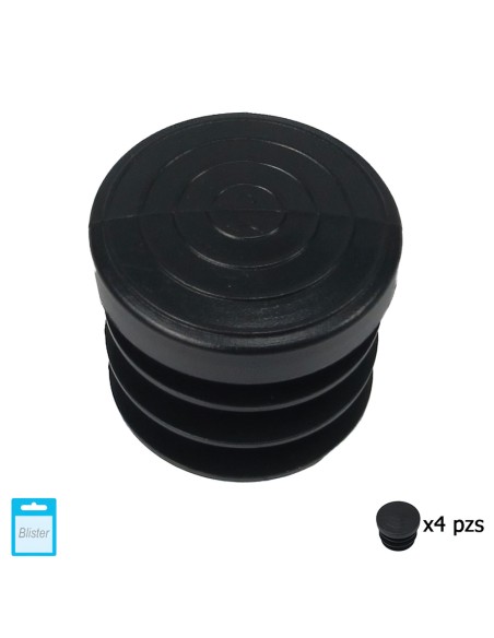 Contera Redonda Interior Negra 26mm. Blister 4 piezas.