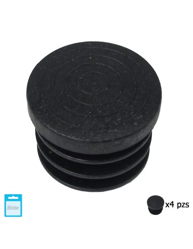 Contera Redonda Interior Negra 30mm. Blister 4 piezas.