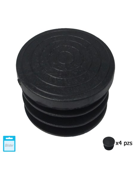Contera Redonda Interior Negra 32mm. Blister 4 piezas.