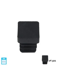 Contera Cuadrada Interior Negra 12x12 mm. Blister 4 piezas.