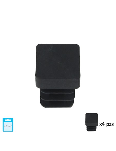 Contera Cuadrada Interior Negra 12x12 mm. Blister 4 piezas.