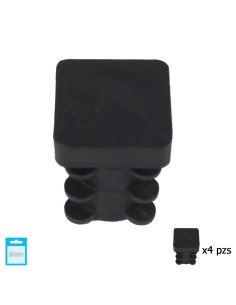 Contera Cuadrada Interior Negra 16x16 mm. Blister 4 piezas.