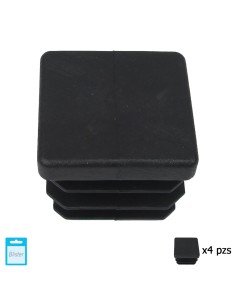 Contera Cuadrada Interior Negra 30x30 mm. Blister 4 piezas.