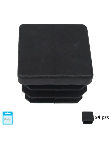 Contera Cuadrada Interior Negra 30x30 mm. Blister 4 piezas.