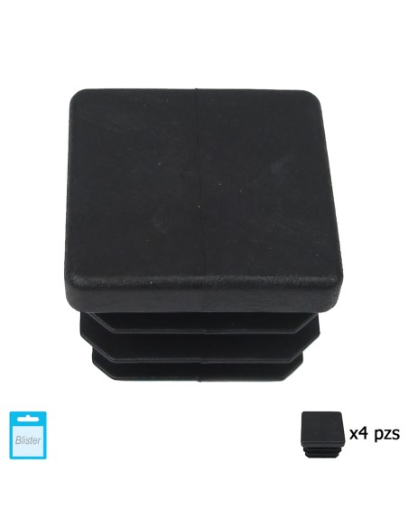Contera Cuadrada Interior Negra 30x30 mm. Blister 4 piezas.