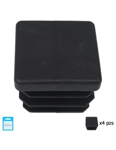 Contera Cuadrada Interior Negra 35x35 mm. Blister 4 piezas.