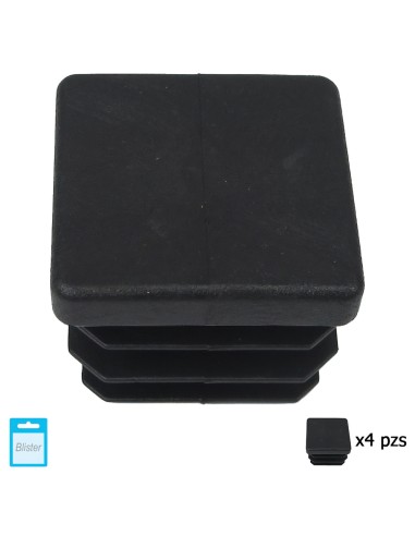 Contera Cuadrada Interior Negra 35x35 mm. Blister 4 piezas.