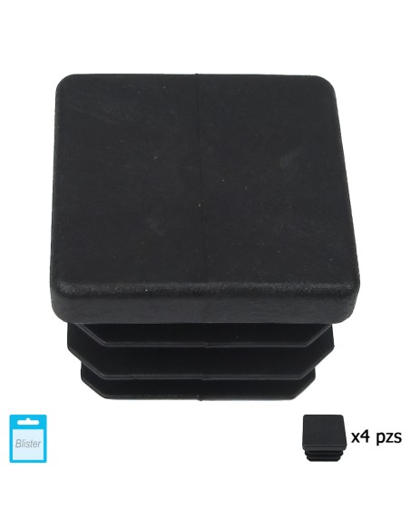 Contera Cuadrada Interior Negra 35x35 mm. Blister 4 piezas.