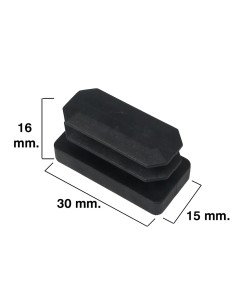 Contera Rectangular Negra 15x30mm. Blister 4 piezas.