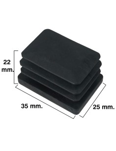 Contera Rectangular Negra 25x35mm. Blister 4 piezas.