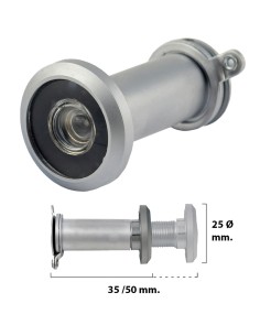 Mirilla Puerta 35-50 mm. Plateada Mate (Blister 1 pieza)