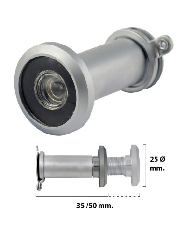 Mirilla Puerta 35-50 mm. Plateada Mate (Blister 1 pieza)