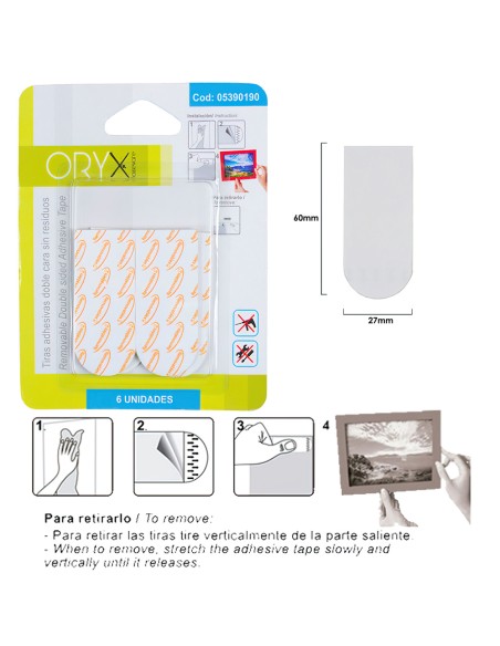 Tiras Adhesivas Doble Cara Sin Residuos (Blister de 6 piezas )