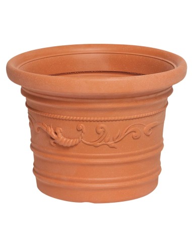 Saturnia Macetero Resina Redondo, Color Terracota, Resistente, Ideal Exterior, 35 Cm Diametro.