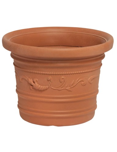 Saturnia Macetero Resina Redondo, Color Terracota, Resistente, Ideal Exterior, 45 Cm Diametro.