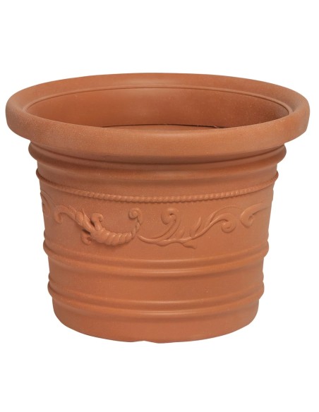 Saturnia Macetero Resina Redondo, Color Terracota, Resistente, Ideal Exterior, 45 Cm Diametro.