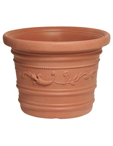 Saturnia Macetero Resina Redondo, Color Terracota, Resistente, Ideal Exterior, 50 Cm Diametro.