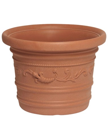 Saturnia Macetero Resina Redondo, Color Terracota, Resistente, Ideal Exterior, 60 Cm Diametro.