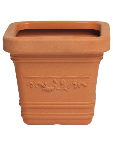 Saturnia Macetero Resina Cuadrado, Color Terracota, Resistente, Ideal Exterior, 40x40cm.