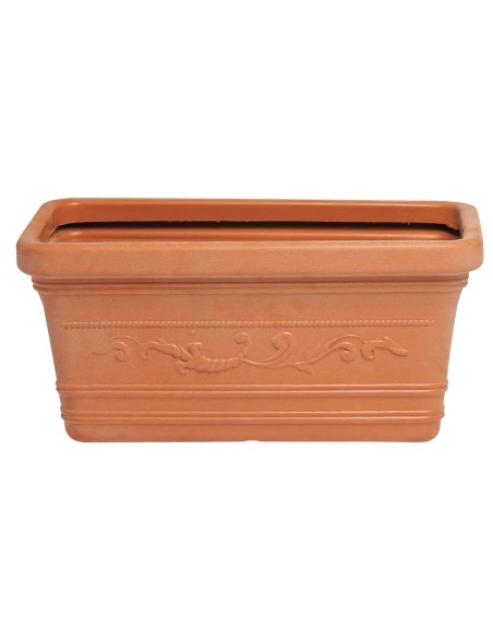 Saturnia Macetero Resina Rectangular, Color Terracota, Resistente, Ideal Exterior, 60x33cm.