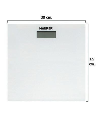 Bascula Baño Digital Cristal Blanco 30 x 30 cm.