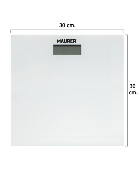 Bascula Baño Digital Cristal Blanco 30 x 30 cm.