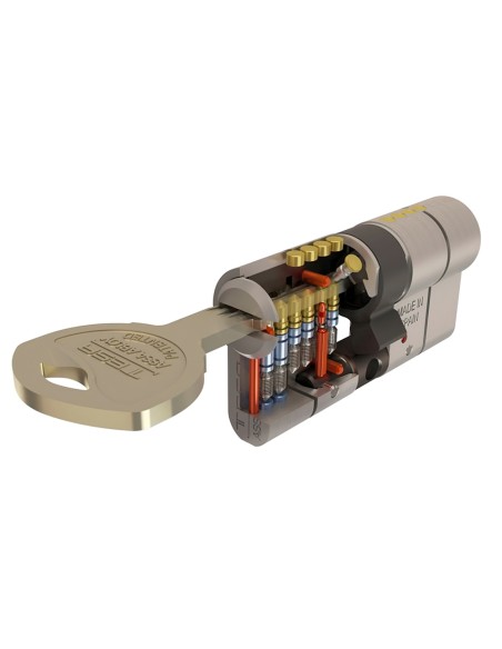 Cilindro Tesa Seguridad T70 30x30 Latonado Leva Corta