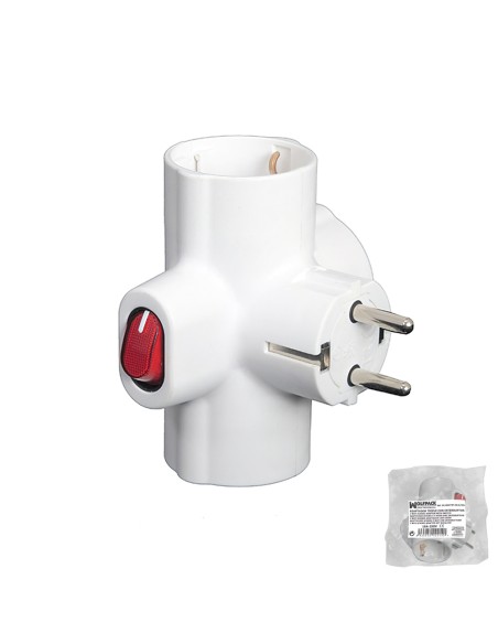 Adaptador / Ladron Triple Schuko 16 A 250v Con Interruptor