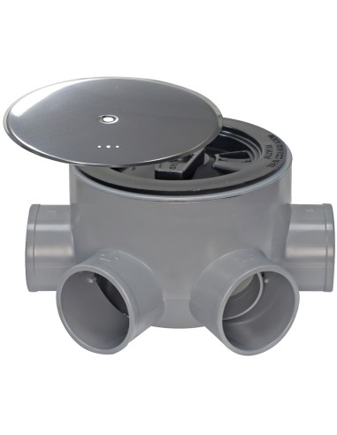 Bote Sifonico PVC T 85 BA 110 50-40 Altura 75 mm. Con Tapa Aireación