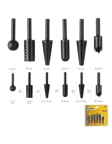 Juego Fresas Rotativas Para Metal y Madera 6 Piezas Para Taladro / Fresadora