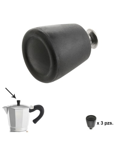 Pomo Cafetera Aluminio Inducción 6 / 9 / 12 Tazas (3 piezas)