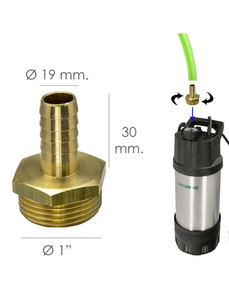 Entronque De Manguera Con Espiga Ø 19 mm. Macho 1"