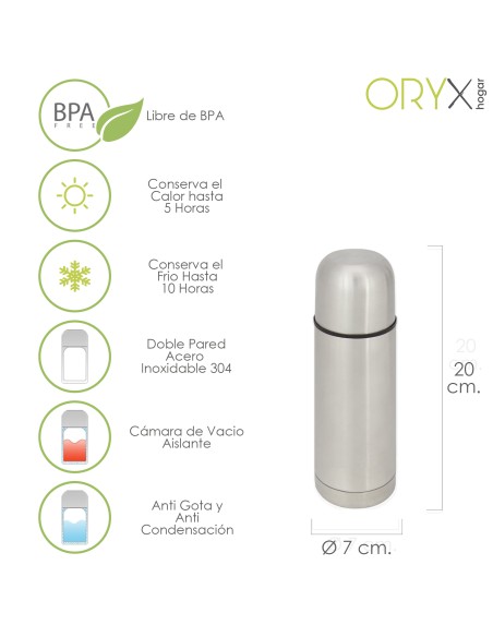 Termo Liquidos 350 Ml, Acero Inoxidable, Libre BPA, Antigoteo