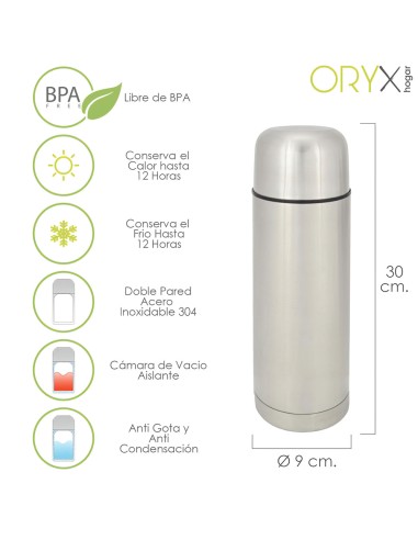 Termo Liquidos, Capacidad De 750 ML. Libre BPA, Acero Inoxidable, Antigoteo