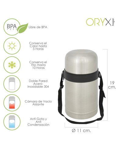 Termo Solidos y Liquidos Acero Inoxidable Antigoteo 750 Ml.