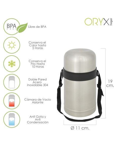 Termo Solidos y Liquidos Acero Inoxidable Antigoteo 750 Ml.