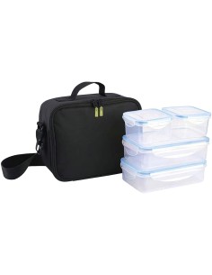 Bolsa Termica Con 4 Recipientes Hermeticos Plastico (2x800 ml + 2x400 ml.)