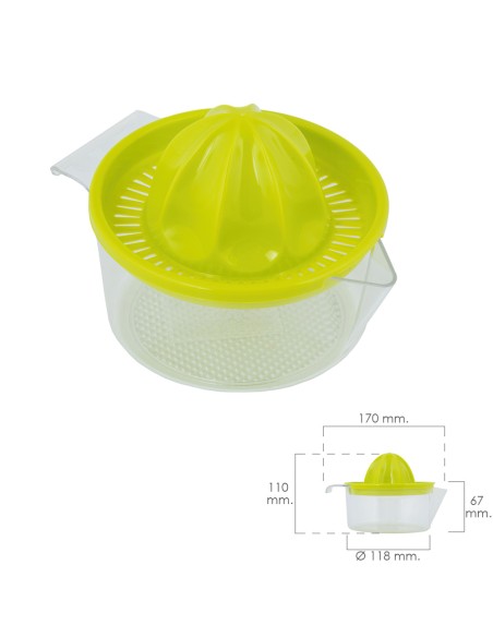 Exprimidor Zumo Manual Frutas Con Jarra Plástico Ø 12 x 11 cm.
