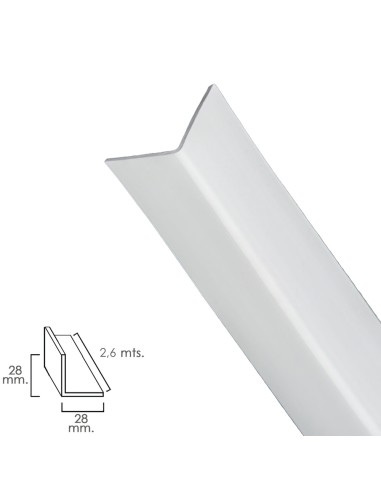 Perfil Pvc Angulo 25x25 mm. Blanco Barra 2,5 metros