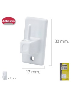 Gancho Visillo / Cortina Adhesivo Blanco (Blister 2 Piezas)