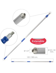 Mango Metálico Extensible Para Cepillo Lava Camiones Wolfpack 155/300 cm.