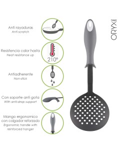 Espumadera Cocina Nylon Con Mango Antigotas Engomado 35 x 11,7 cm.