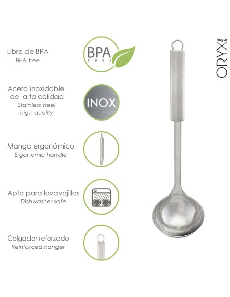 Cucharon Cocina Acero Inoxidable 9x33,5 (Alt.) cm.