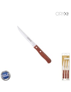 Cuchillo Montana Multiusos Hoja Lisa Acero Inoxidable 11 cm. Mango Madera (Blister 3 piezas)