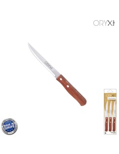 Cuchillo Montana Multiusos Hoja Sierra Acero Inoxidable 11 cm. Mango Madera (Blister 3 piezas)