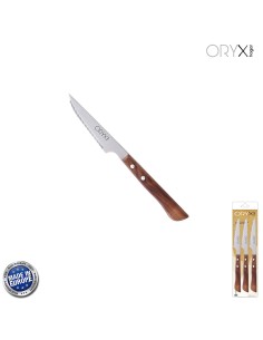 Cuchillo Montana Chuletero Hoja Acero Inoxidable 9 cm. Mango Madera (Blister 3 Piezas)