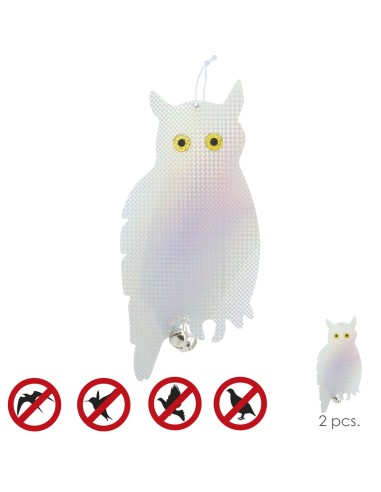 Buho Espantapajaros Reflectante Para Colgar Con 2 Cascabeles (2 Piezas)