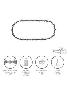 Cadena Motosierra 3/8" / 0.043" 1,1 mm. / 44 Eslabones / 90 PX